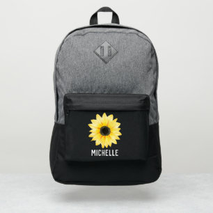 Floral yellow sunflower Personalized Name Port Authority® Backpack