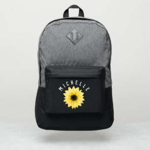Floral yellow sunflower Personalized Name Port Authority® Backpack