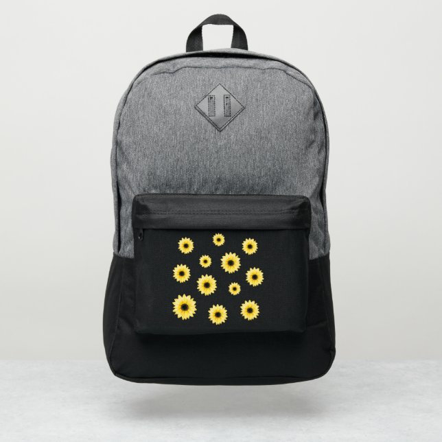 Floral yellow sunflower  port authority® backpack (Front)