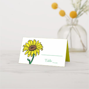 Floral Yellow Sunflower Thank You Wedding Flower Place Card