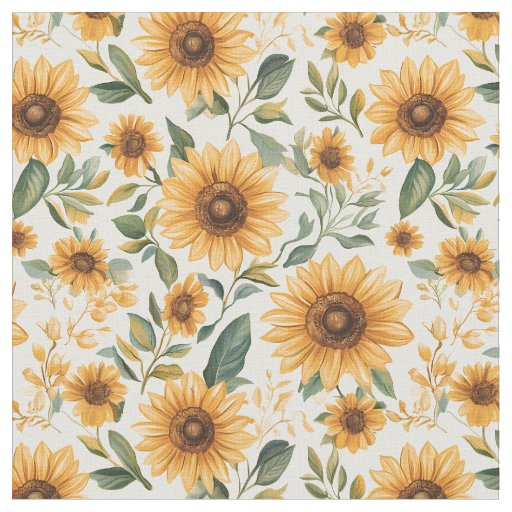 Floral Yellow Sunflowers  Fabric