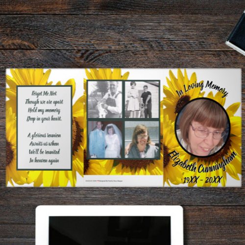 Floral Yellow Sunflowers Five Photo Memorial  Tri_Fold Announcement