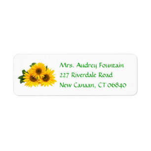 Floral Yellow Sunflowers Flowers Green Label