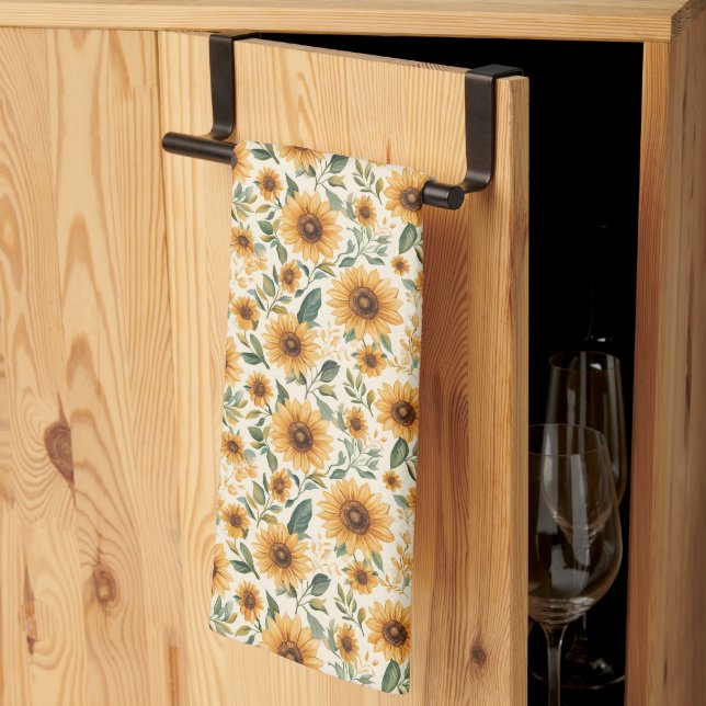 Floral Yellow Sunflowers Kitchen Towel (Thirds Fold)