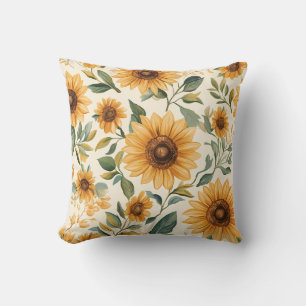 Floral Yellow Sunflowers Throw Pillow