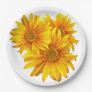 Floral Yellow Sunflowers - Wedding / Party Flowers Paper Plates