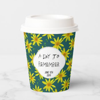 Floral Yellow Wildflower Any Text On Any Color Pap Paper Cups by KreaturFlora at Zazzle