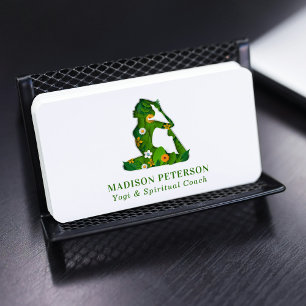 Floral Yoga Teacher Spiritual Coach Business Card