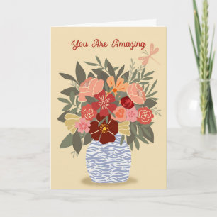 Floral "You Are Amazing" Folded Card - blank insid