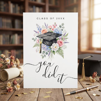 Floral You Did It Watercolor Graduation Card