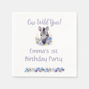 Floral Zebra Birthday Napkins