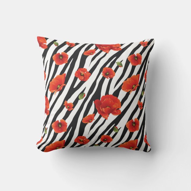 Floral zebra: unique seamless pattern. throw pillow (Front)