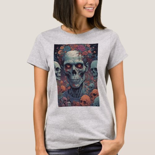 Floral zombie T_Shirt
