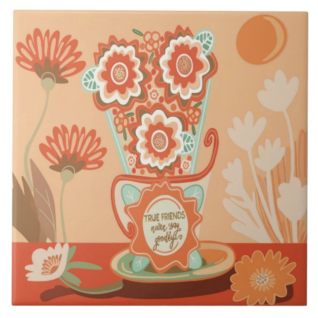 FloralDesign In Unique Style Ceramic Tile (Front)