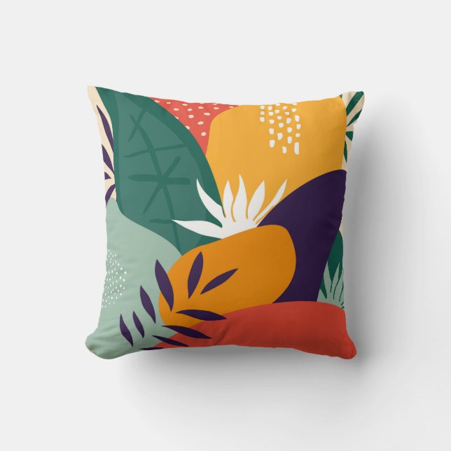 Floralium Modern Botanical Pattern Throw Pillow (Front)
