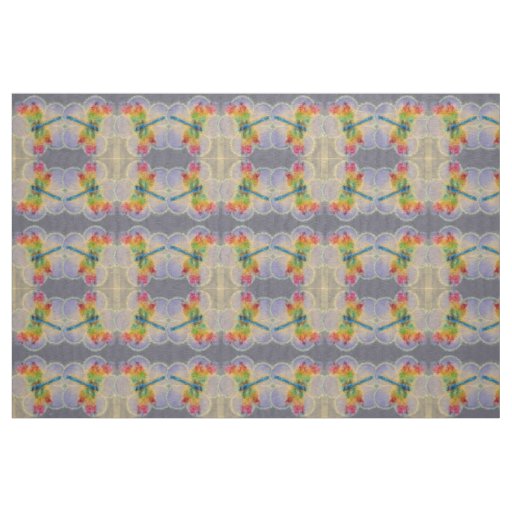 Florals and Dragonflies Fabric