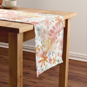 Florals and foliage short table runner
