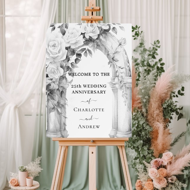 Florals arch 25th Wedding Anniversary  welcome Foam Board (Creator Uploaded)