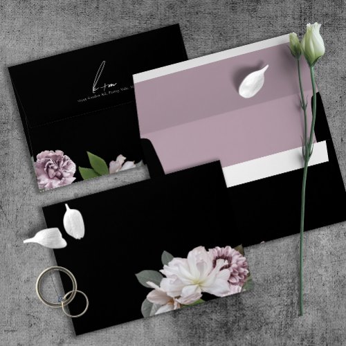 Florals Arrangement Wedding Black Mauve ID967 Envelope