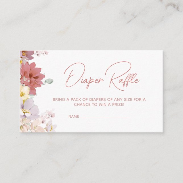 Florals Baby Bloom Baby Shower Diaper Raffle Enclosure Card (Front)