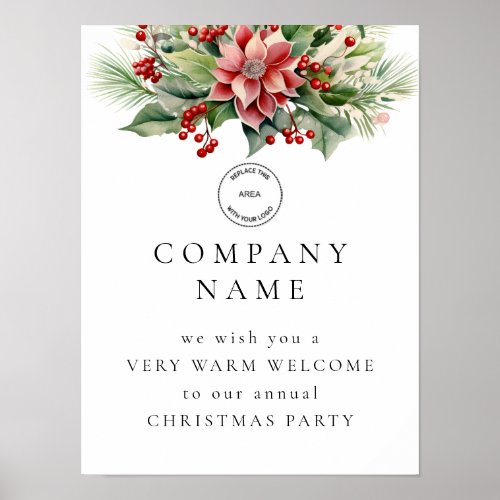Florals Berry Welcome Company Christmas Party Logo Poster