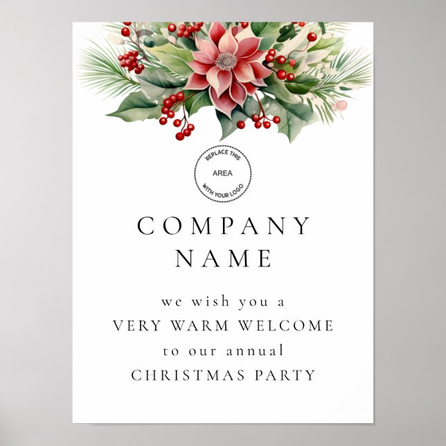 Florals Berry Welcome Company Christmas Party Logo Poster (Front)