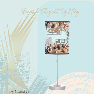 Florals, Birds, Dusty Blue Table Lamp