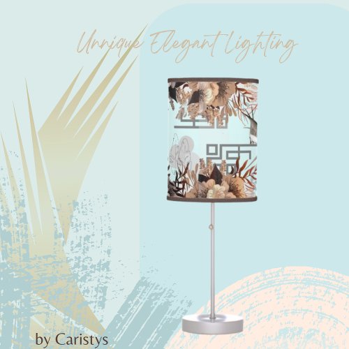 Florals Birds Dusty Blue  Table Lamp