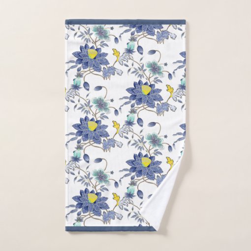 Florals Blue & Yellow Bath Towel Set Zazzle