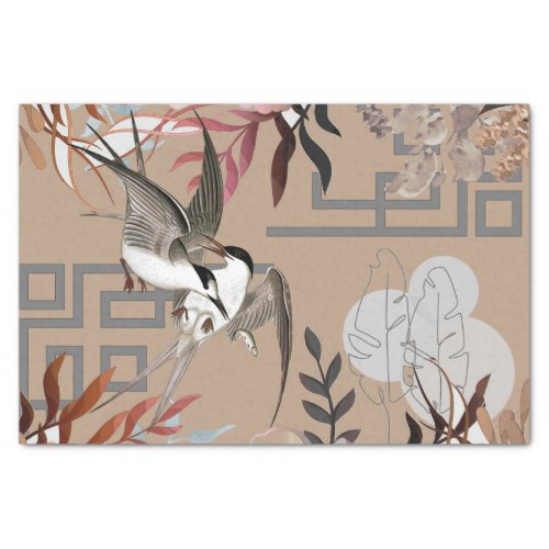 Florals Browns Cranberry Tan  Birds Decoupage Ti Tissue Paper