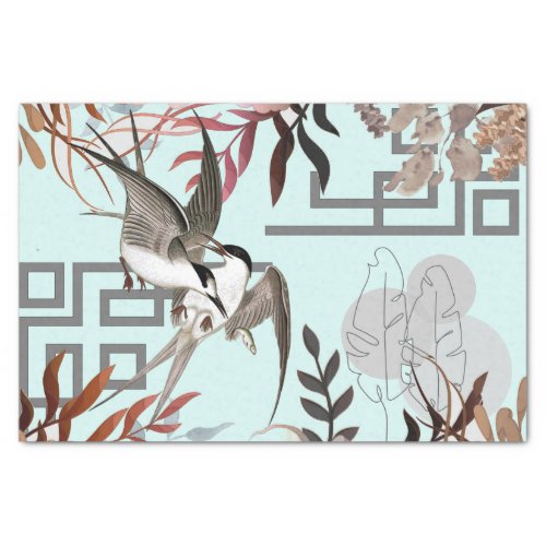 Florals Browns Cranberry Tan  Birds Decoupage  Tissue Paper