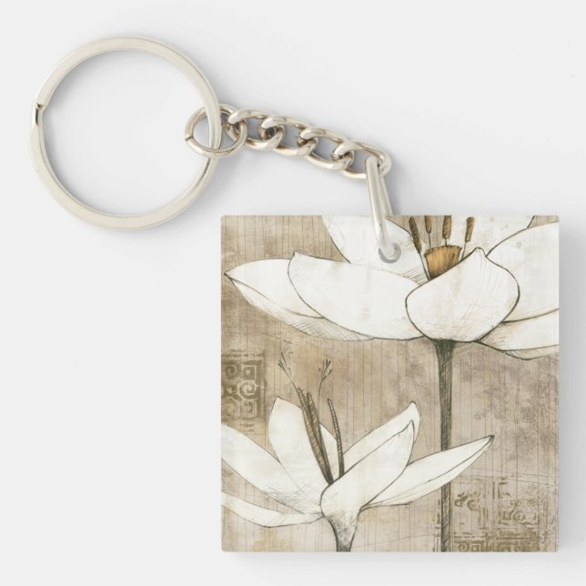 Florals Drawn by Pencil Keychain (Front)