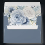 Florals Dusty Blue Return Name Address Wedding Envelope<br><div class="desc">Modern Florals Dusty Blue Return Name Address Wedding.  For your 7x5" invitations. Easily personalise your names and return address on front top left and your names and wedding date on the back flap. Inside are beautiful light blue and white flowers.</div>