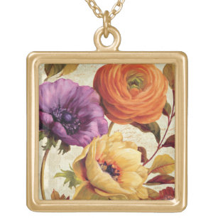 Florals in Full Bloom Gold Plated Necklace