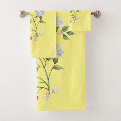 Floral's In Yellow Mellow Bath Towel Set