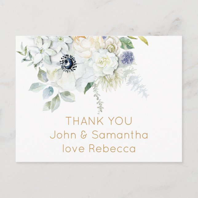 Florals individual Guest Name Address Thank You Postcard (Front)