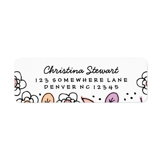 Florals & Leaves Handwriting Return Address Label (Front)