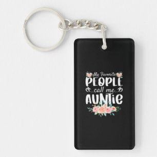 Florals My Favorite People Call Me Auntie Keychain
