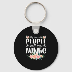 Florals My Favorite People Call Me Auntie Keychain