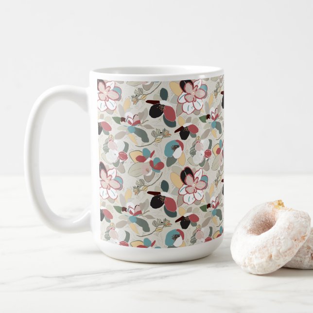 Florals Neutrals Magnolia  Coffee Mug (With Donut)