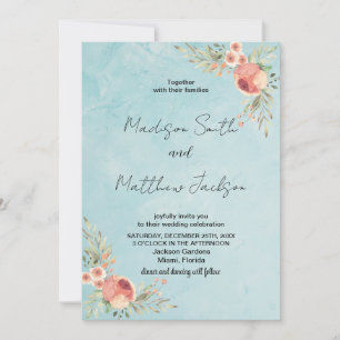 Florals on Green Theme Wedding Invitations