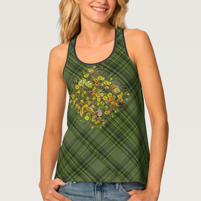 Florals on Plaid Tank Top (Front)