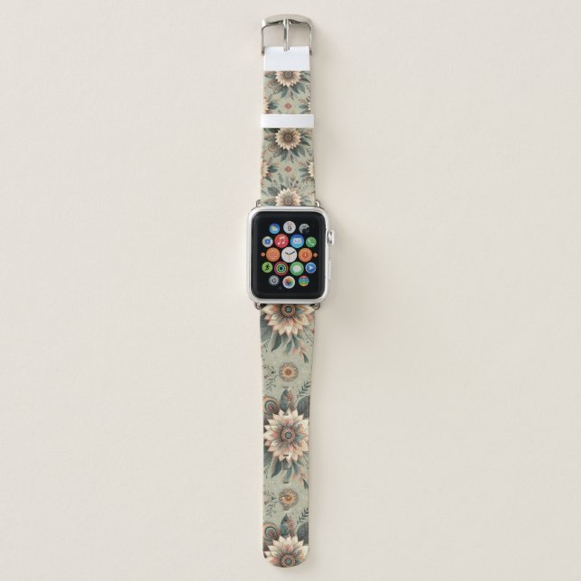 Florals on Sage Apple Watch Band (Front)