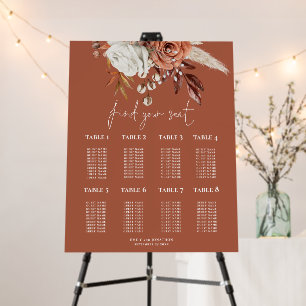 Florals Overlay 8 Table Wedding Rust Seating Chart Foam Board