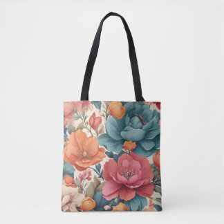 Florals pattern muted vibrant colors Tote Bag