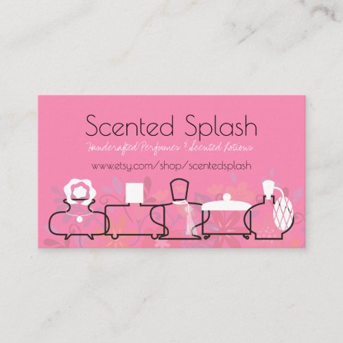 Florals perfume bottle scent lotions business card