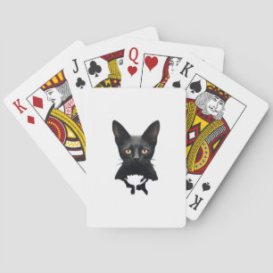 Florals Whimsigoth Gothic Style Kitty And Poppies Poker Cards