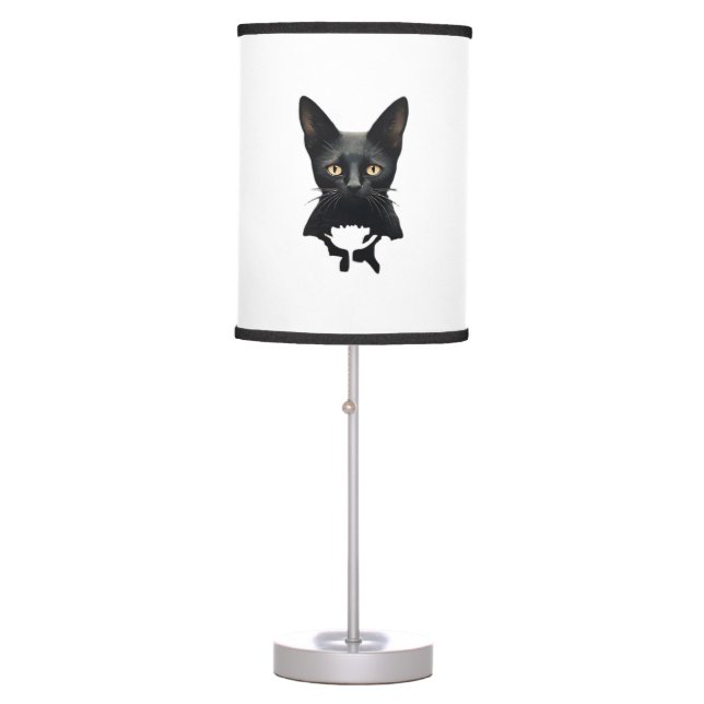 Florals Whimsigoth Gothic Style Kitty And Poppies  Table Lamp (Front)