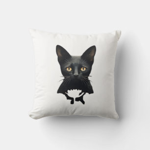 Florals Whimsigoth Gothic Style Kitty And Poppies Throw Pillow