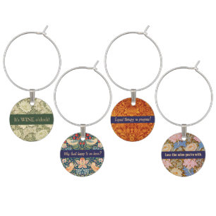 Florals Wm. Morris Design Funny Sayings Wine Charm